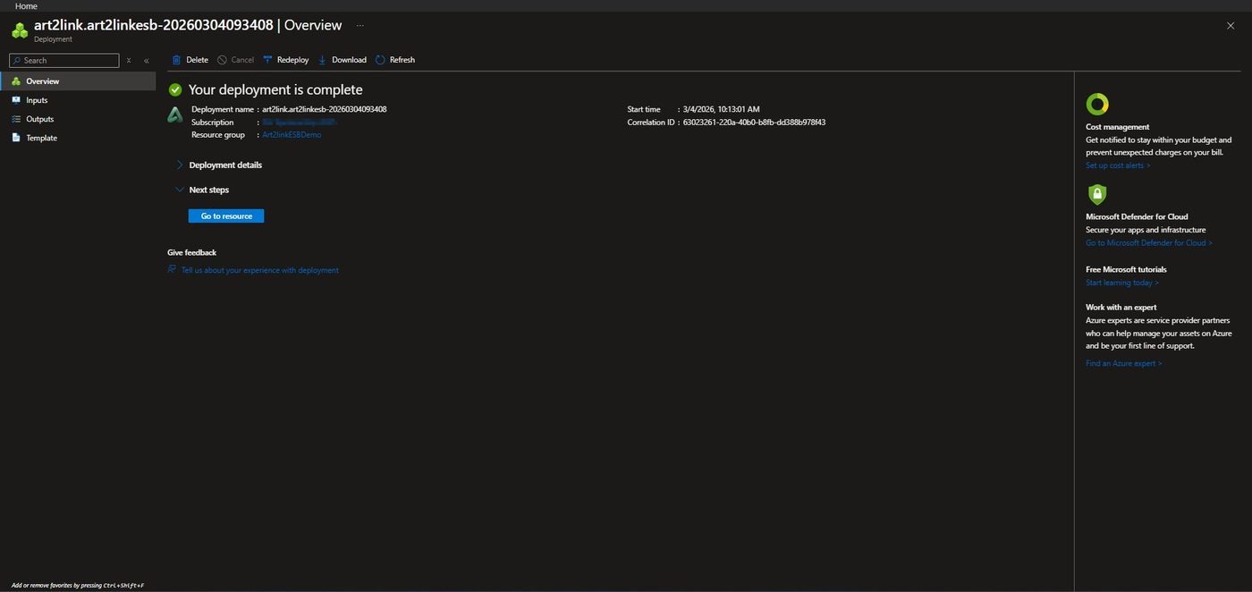 Azure Portal — Your deployment is complete, with Go to resource button